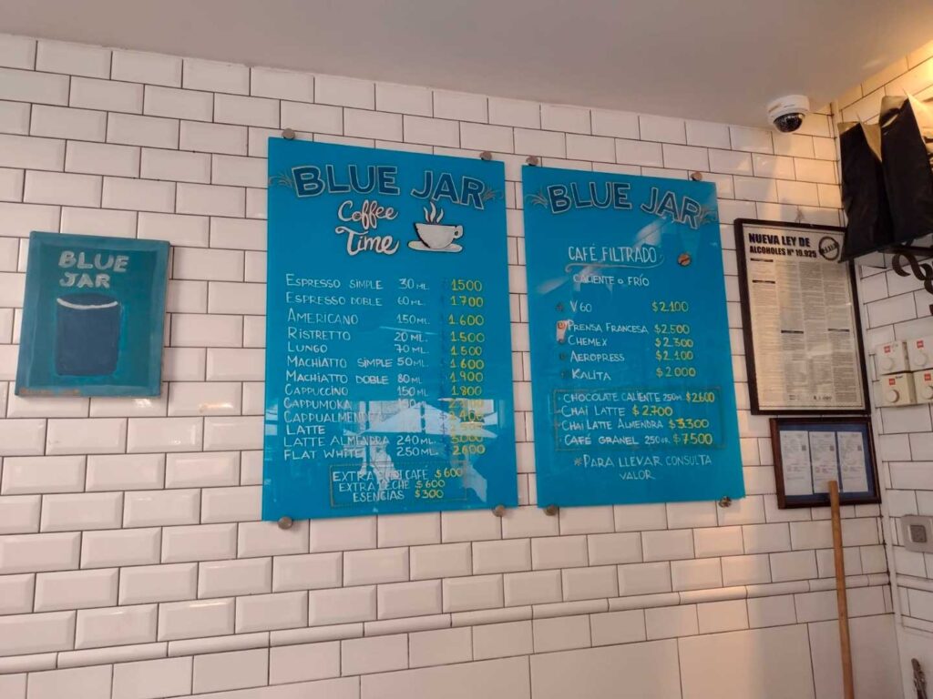 Blue Jar menu