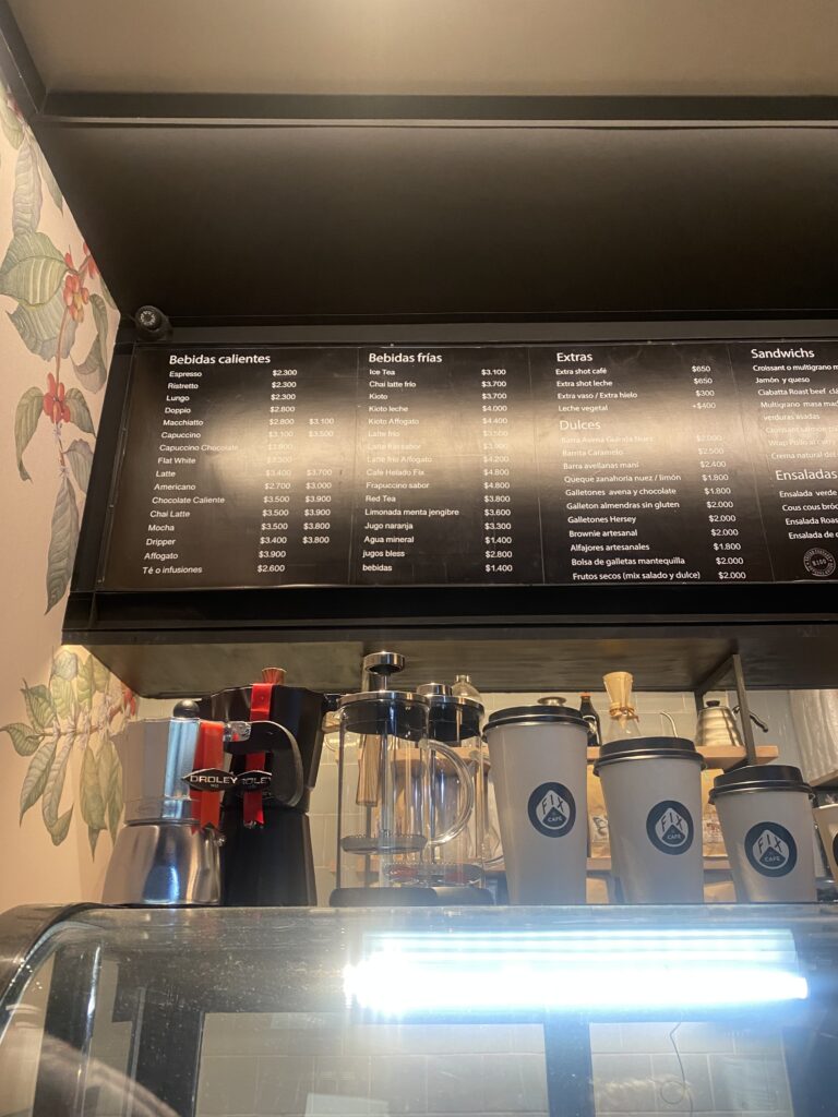 FIX Cafe menu